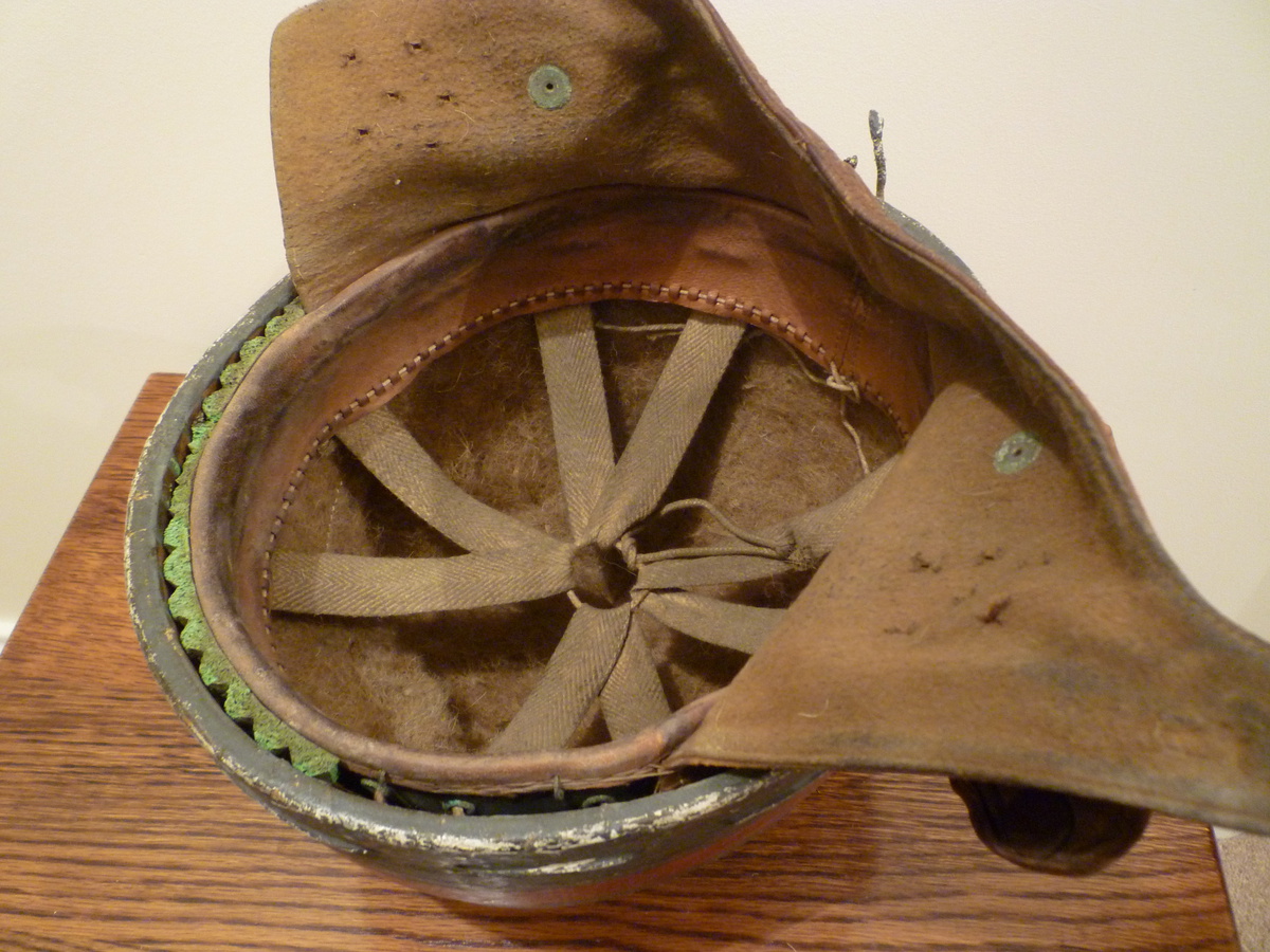 British WW11 Papier Mache and cloth MP helmet. Collectors Weekly