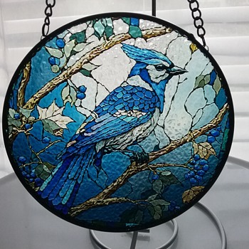 Blue jay stained glass suncatcher  - Animals