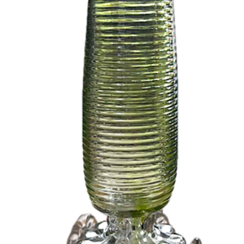 Franz Welz Green and Clear Vase Czech/Bohemian Art Glass - Art Glass