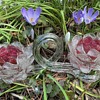 Victorian double rose bowl vase on thorny branch base - Early Loetz Barock glass
