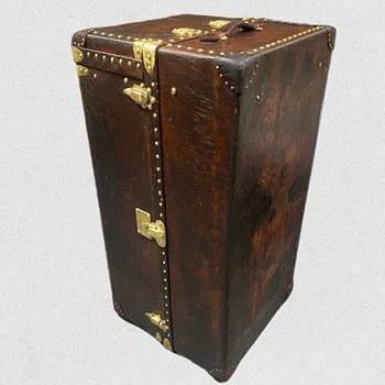 C 1910 Antique Louis Vuitton leather wardrobe trunk