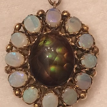Opal & Fire Agate Gold Pendant - Fine Jewelry
