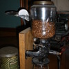 Arcadia coffee grinder, coffee can, coffee scoop