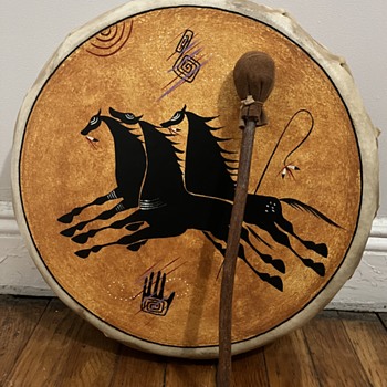 Native American painted kiva drum by Phillip C. Martinez - Musical Instruments