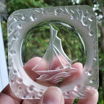 Miniature Crystal Sailboat Ashtray, Who Made It? - Art Glass