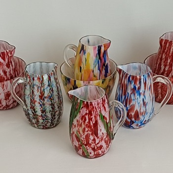 Welz Tiny Sugar Bowl and Creamer Sets - Art Glass