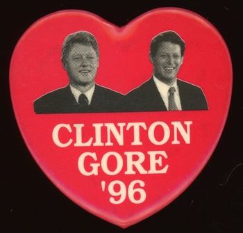 Bill Clinton and Al Gore Heart Shaped Pin - 1996 | Collectors Weekly