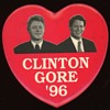 Bill Clinton and Al Gore Heart Shaped Pin - 1996