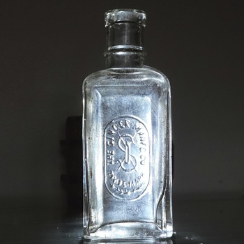 1900's Singer Sewing Machine Oil Bottle Embossed Clear Vintage Antique - Petroliana