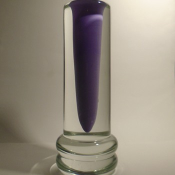 Skrdlovice glassworks -- Petr Hora 8413 art glass vase with a purple well -- Czech art glass - Art Glass