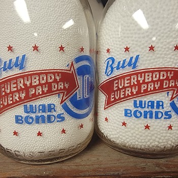 2 NETHERLAND DAIRY CREAMTOP WAR SLOGAN MILK BOTTLES  - Bottles
