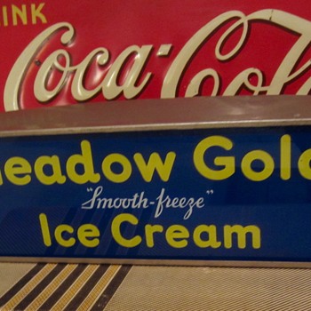 Meadow Gold smooth-freeze Ice Cream light up counter sign, 1950s - Signs