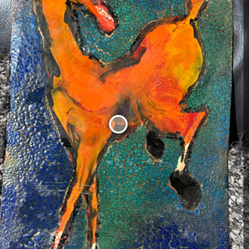 Enamel horse on copper canvas