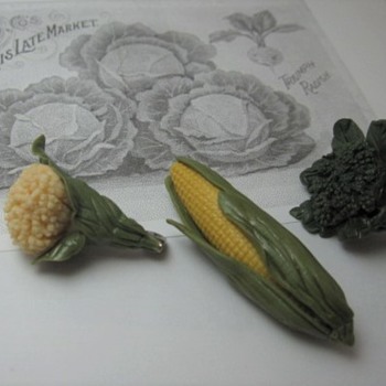 Garden veggie scatter pins - Costume Jewelry