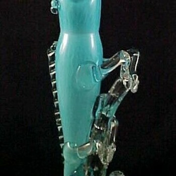 Antique Bohemian Figural Art Glass Lizard Climbing Thorn Branch - Art Glass