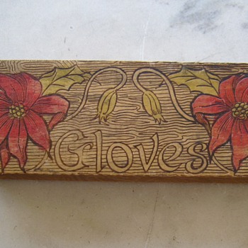 Wood burned glove box - Folk Art