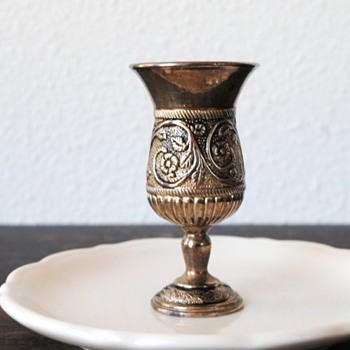 Ornate Silver or Pewter Jigger? Chalice? Stirrup Cup? Catholic? - Breweriana
