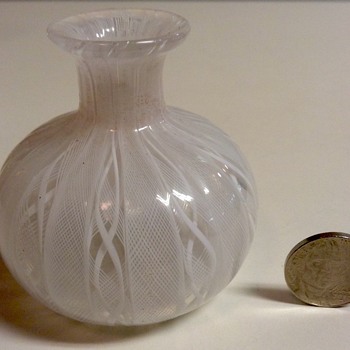 Murano Latticino and Zanfirico Vase - Art Glass