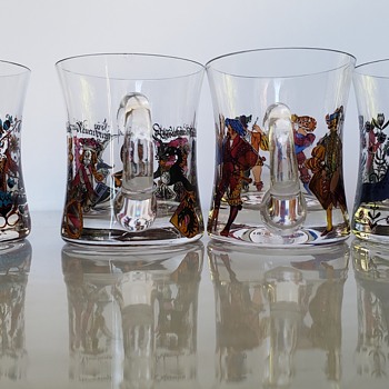 Tiny Enameled German Mugs, Cups or Steins - Glassware