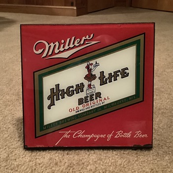 Vintage Miller High Life Glass Sign - Signs