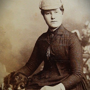 Woman Wearing Deerstalker Hat with Dog CDV by Morgan Aberdeen Scotland - Photographs