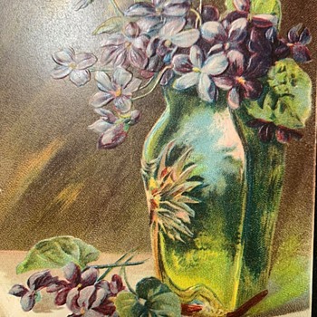 Four Sided Pallme Konig Floral Abstract Art Glass Vase With An Intriguing 1908 Post Card...... - Art Glass
