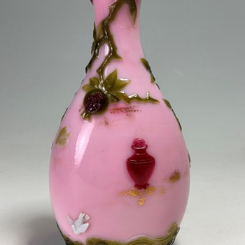 George Woodall Team Queen's Burmese Cameo, Jules Barbe Gilded Vase - Art Glass