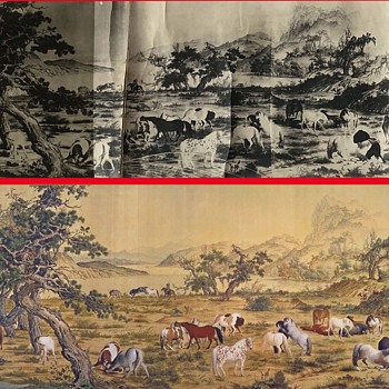 Guangshi Workshop Collotype: One Hundred Horses Handscroll Comparative Research - Arts and Crafts