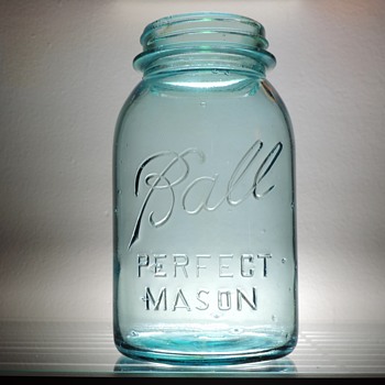 Ball Perfect Mason Canning Jar Aqua Blue Glass Collectible Vintage 28 Ounces 1923 - 1933 #2 - Bottles