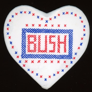 George Bush Sr. Heart Shaped Pin - Medals Pins and Badges