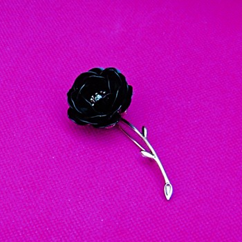 Trifari Black Rose Pin - Costume Jewelry