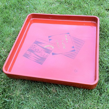 Negoro Oshiki Style Red Lacquer Ware Tray - Asian