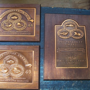 1948, 49 & 52 State Farm Insurance achievement awards - Office