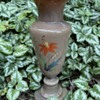 Victorian large opaline glass mantel vase with floral decoration