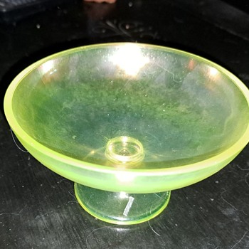 Vaseline Glass Footed Bowl - Glassware