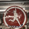 MARATHON BEST IN THE LONG RUN. 6 foot Porcelain gasoline sign.