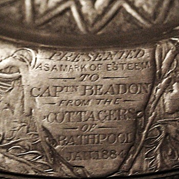 Antique Pewter Candle Holder Sea Captain George Beadon, Cottagers Bathpool, England 1884 Inventer of the "Ichthyon" Steamer - Arts and Crafts