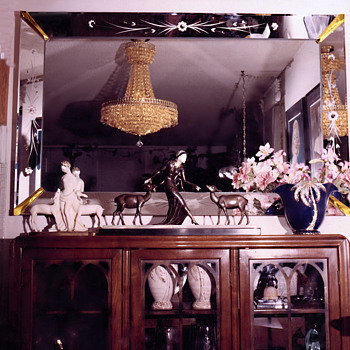 Large Art Deco Mirror with bevelled 5 inch wide panels - Art Deco