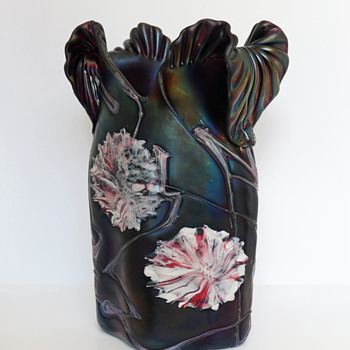 Large Pallme König Applied Flower Vase - Art Glass
