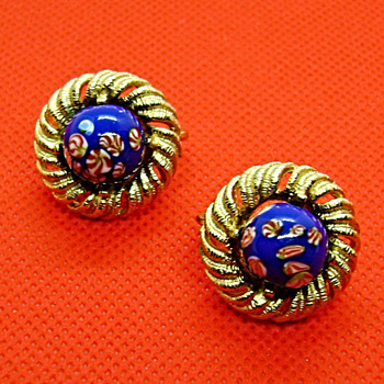 Trifari Blue Earrings - Costume Jewelry