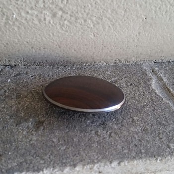 Exotic MCM wood brooch with sterling or chrome - Costume Jewelry