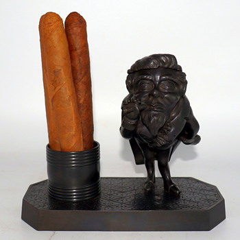 Mid-19th Century Gentleman With Top Hat Cigar/Match Holder - Tobacciana