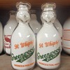 TWO GREENWOOD DAIRY...WORCESTER MASSACHUSETTS...COP THE CREAM MILK BOTTLES