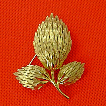 Crown Trifari Thistle Brooch - Costume Jewelry
