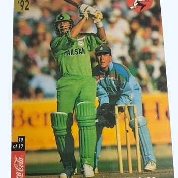 Vintage Coca Cola 1992 World Cup Pakistan Imran Khan and Mandela Trophy 1994 New Zealand Ken Rutherford Cricket Card - Postcards
