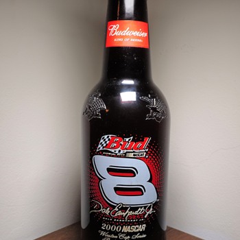 2000 Dale Earnhardt Jr. Budweiser Beer Bottle Anheuser-Busch NASCAR ACL Embossed 64 Ounce Half Gallon Amber Brown - Bottles