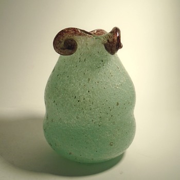 Early Beranek Glassworks pulegoso art glass vase with 'fried octopus' top -- Czech art glass - Art Glass
