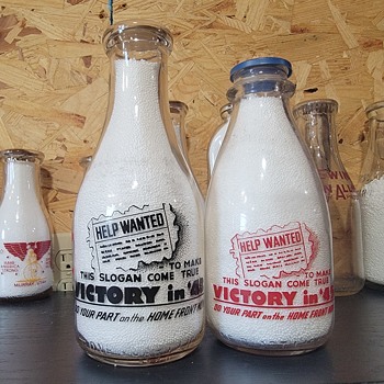 VICTORY IN '43 & '45 WAR SLOGAN MILK BOTTLES - Bottles