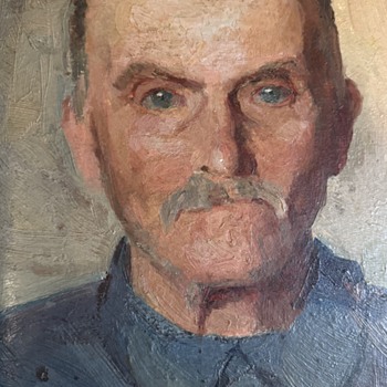 Oil Portrait of a Man with Intensely Blue Eyes - Fine Art