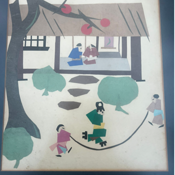 Arty work by unknown artist framed by Yan Sang Hong Kong  - Asian